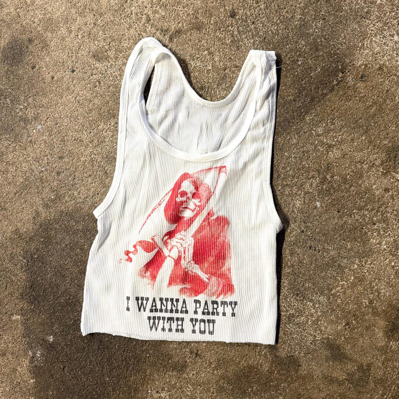 Tank Top Ribbed - Débardeur côtelé avec motif graphique vintage